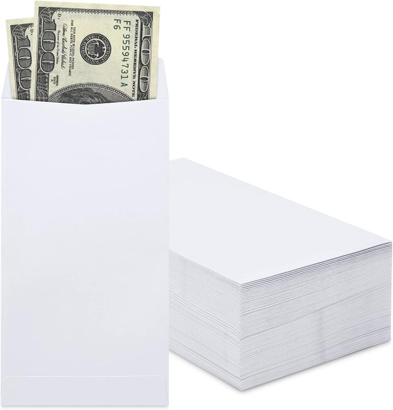 Keketer 200 Pack Cash Envelopes 3.5x6.7 Fit for Envelope Money Saving Challenge, 120 GSM Thick Money Envelopes for Cash, Budgeting, Check, Coin, Tickets, Jewelry, small items & collectables (White) - Image 1